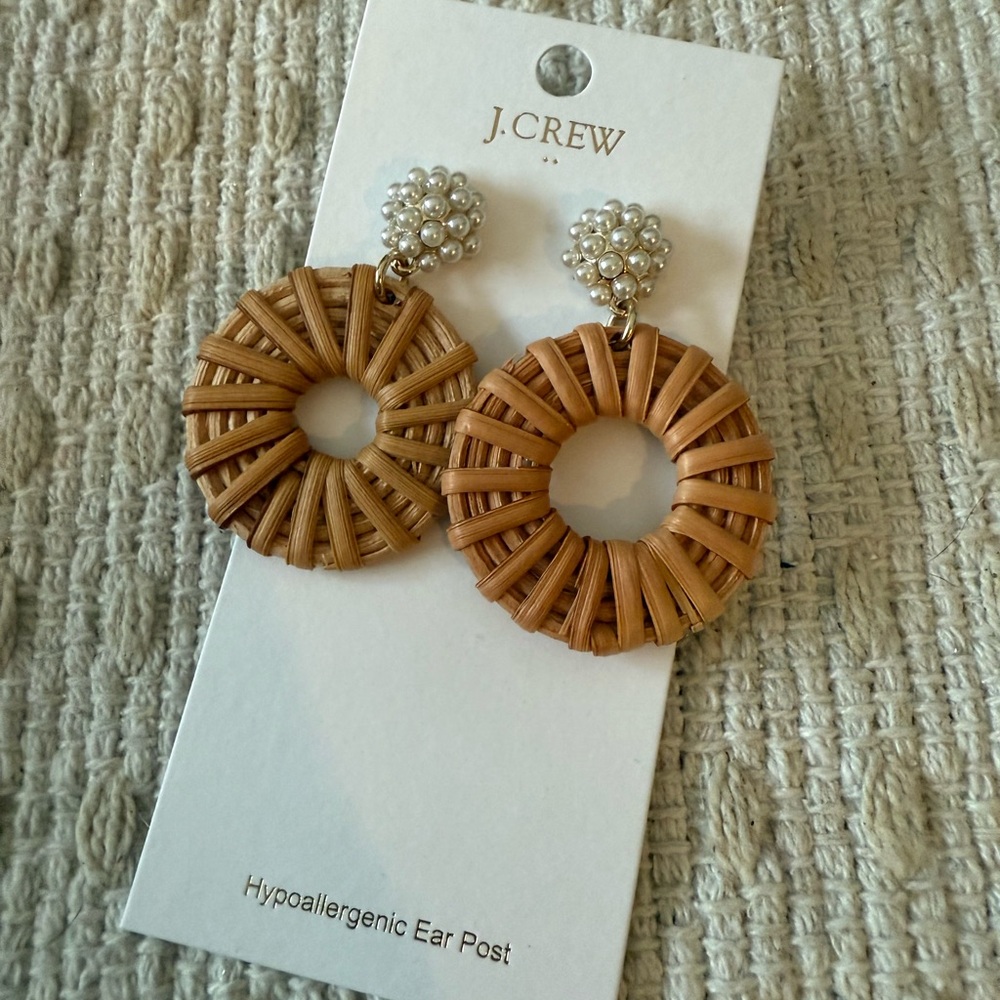 J. Crew Pearl and Wood earrings NWT